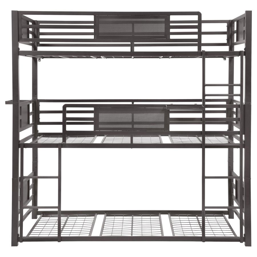 (image for) Rogen Metal Twin Triple Bunk Bed Dark Bronze