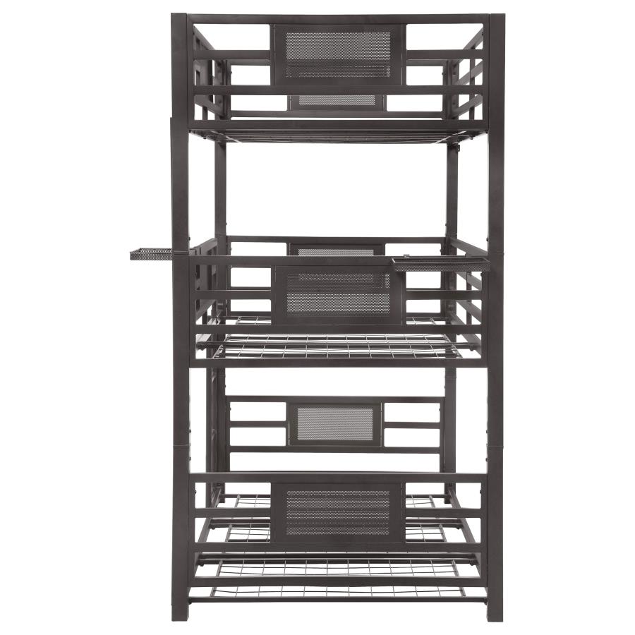 (image for) Rogen Metal Twin Triple Bunk Bed Dark Bronze