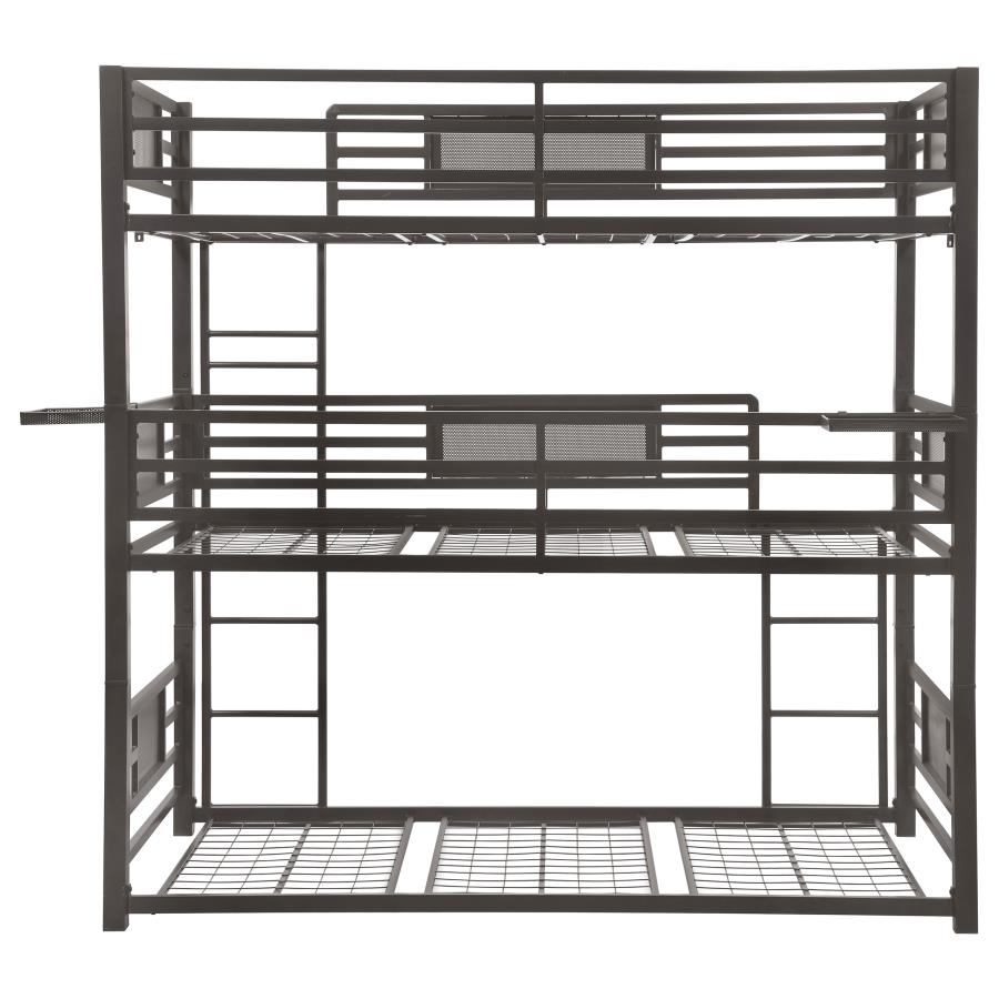 (image for) Rogen Metal Twin Triple Bunk Bed Dark Bronze