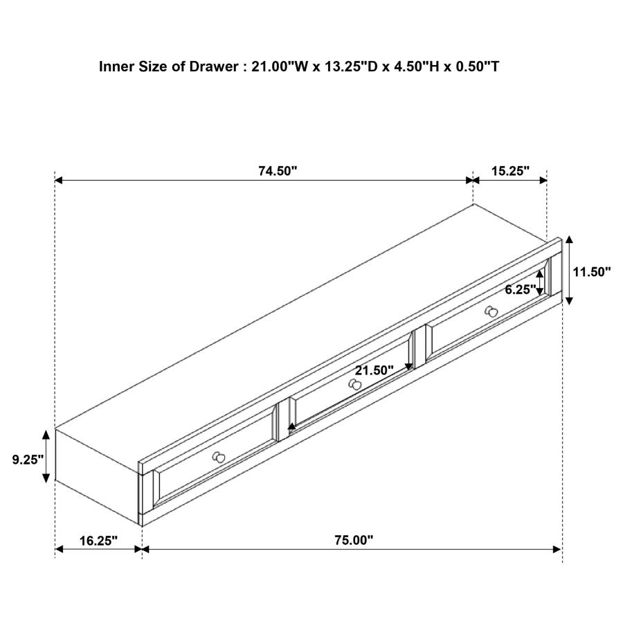 (image for) Elliott 3-drawer Wood Under Bed Storage Cappuccino