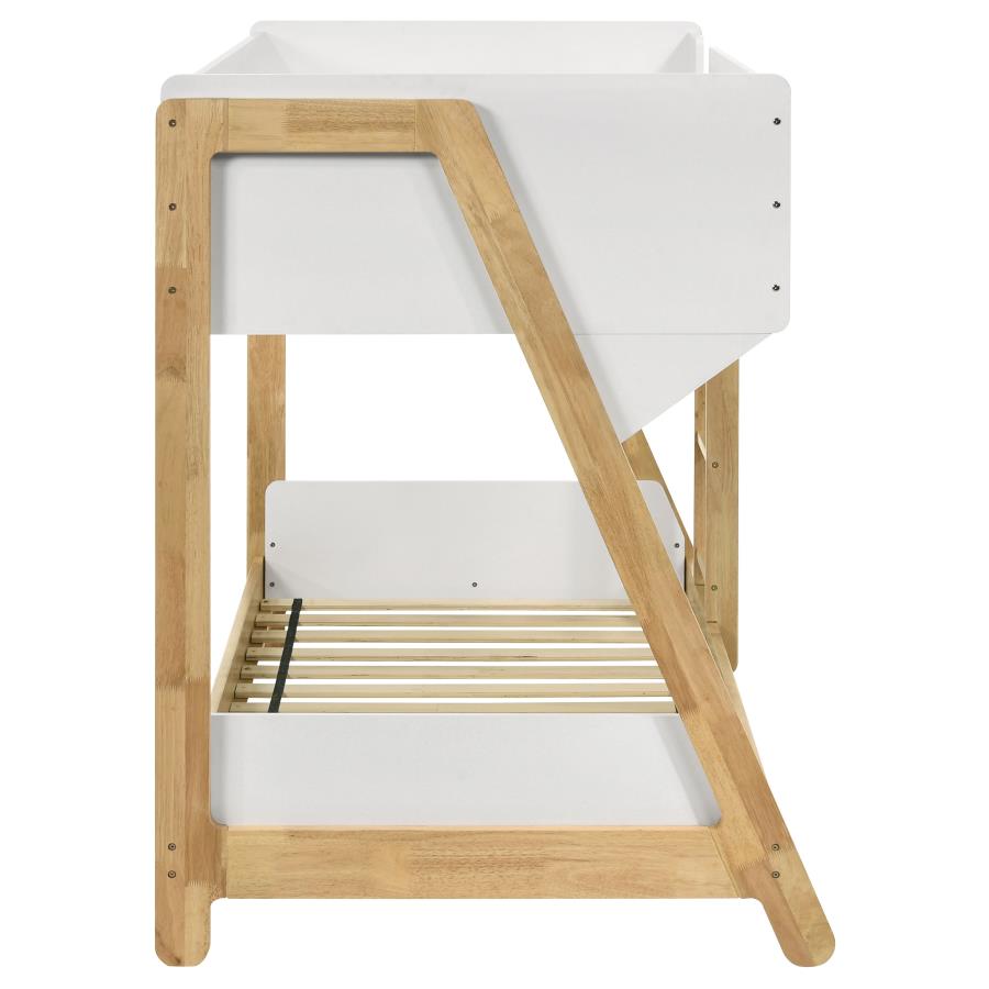 (image for) Wyatt Wood Twin Over Twin Bunk Bed White and Natural 