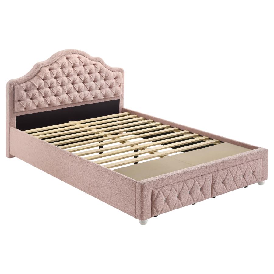 (image for) Ashleigh 44-inch Upholstered Full Storage Platform Bed Pink - Click Image to Close