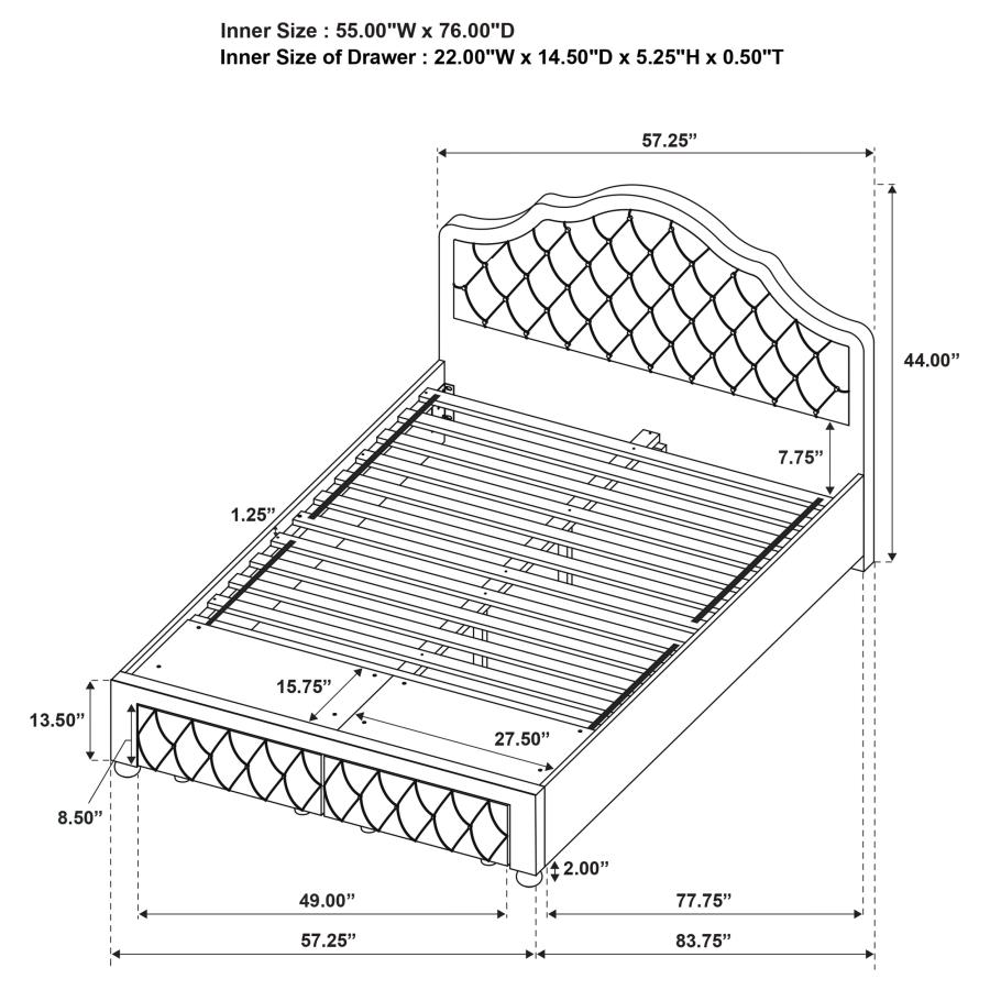 (image for) Ashleigh 44-inch Upholstered Full Storage Platform Bed Pink