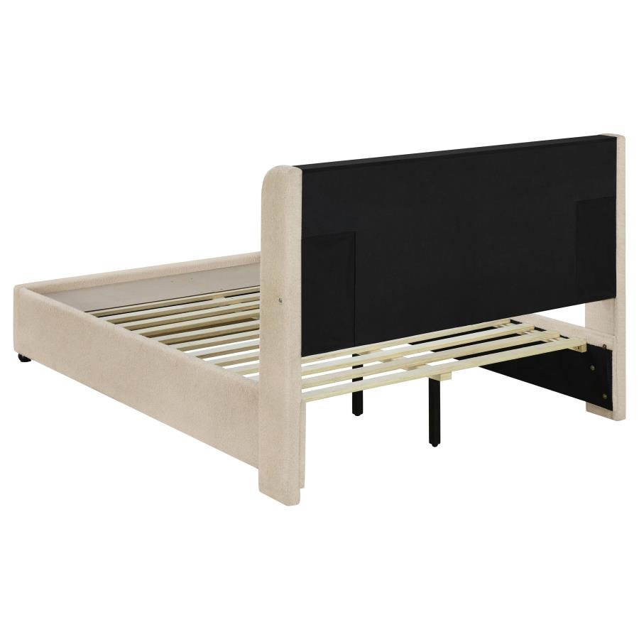 (image for) Madison Upholstered LED Full Storage Platform Bed Cream