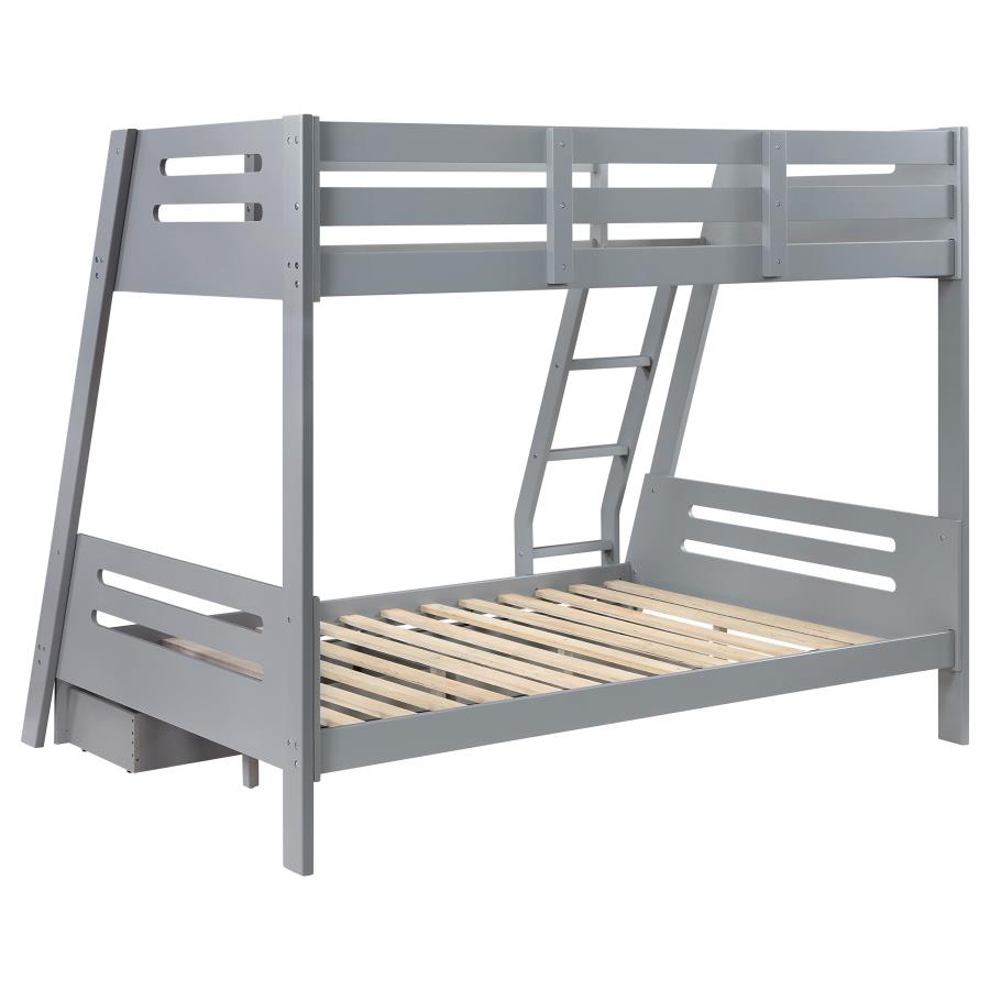 (image for) Trisha 2-drawer Wood Twin Over Full Bunk Bed Grey