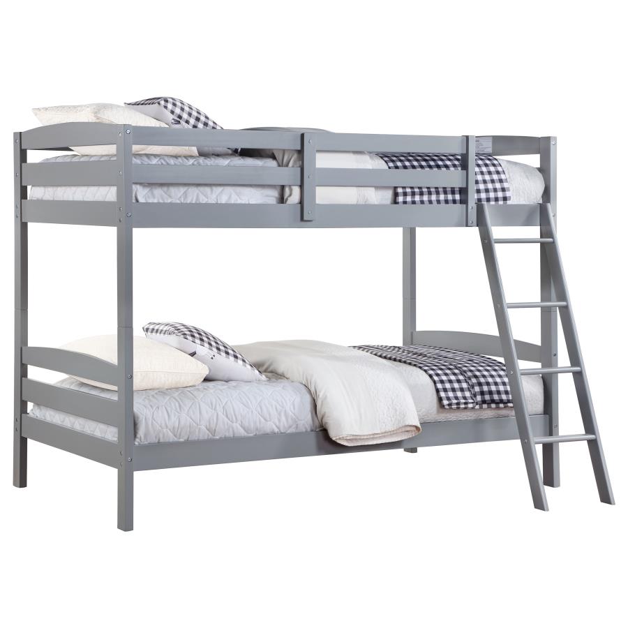 (image for) Rhea Wood Twin Over Twin Bunk Bed Grey