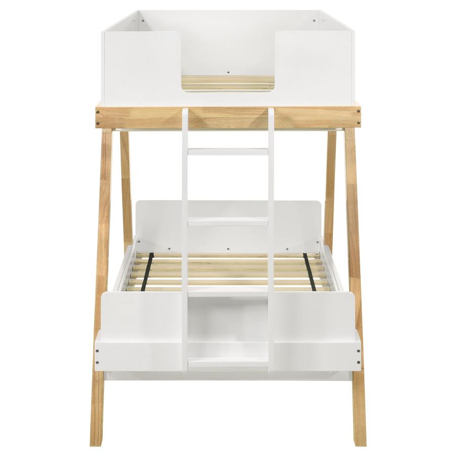 (image for) Frankie Wood Twin Over Twin Bunk Bed White and Natural