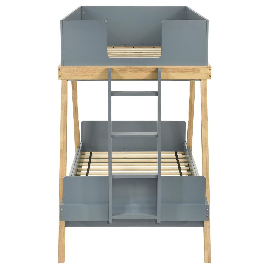 (image for) Frankie Wood Twin Over Twin Bunk Bed Blue and Natural