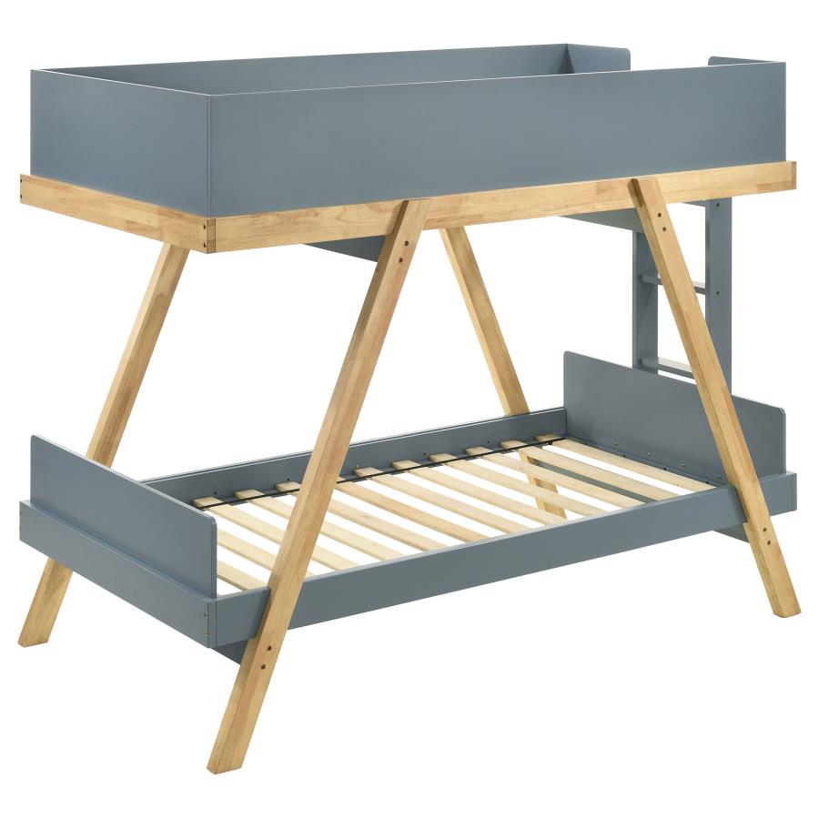 (image for) Frankie Wood Twin Over Twin Bunk Bed Blue and Natural