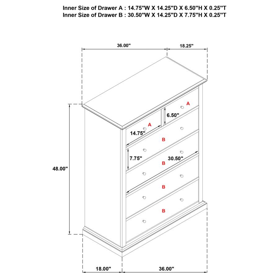 Modal Additional Images for Sumerlin 6-drawer Bedroom Chest of Drawers Black