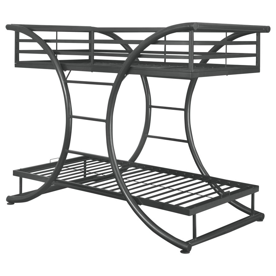 (image for) Stephan Metal Twin Over Twin Bunk Bed Gunmetal - Click Image to Close