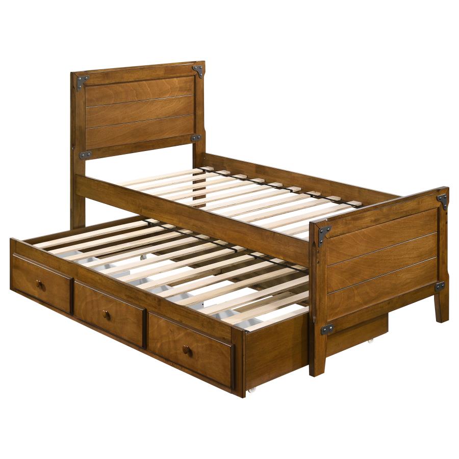 (image for) Granger Wood Twin Storage Captains Bed Rustic Honey - Click Image to Close