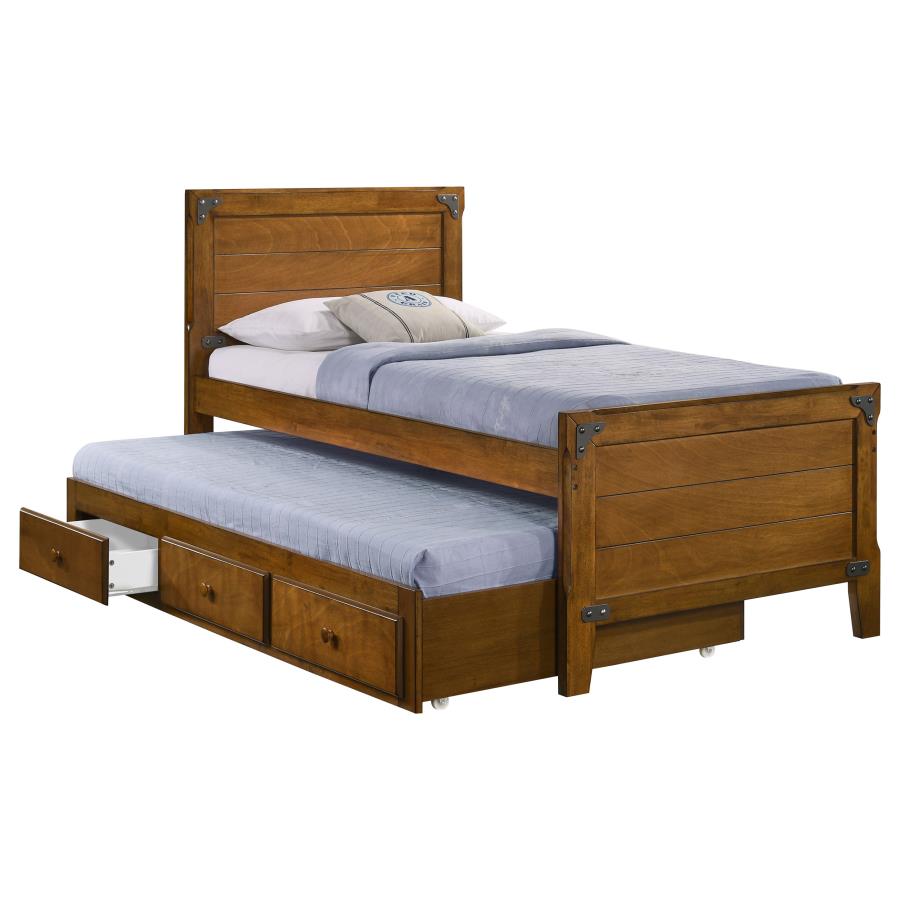 (image for) Granger Wood Twin Storage Captains Bed Rustic Honey