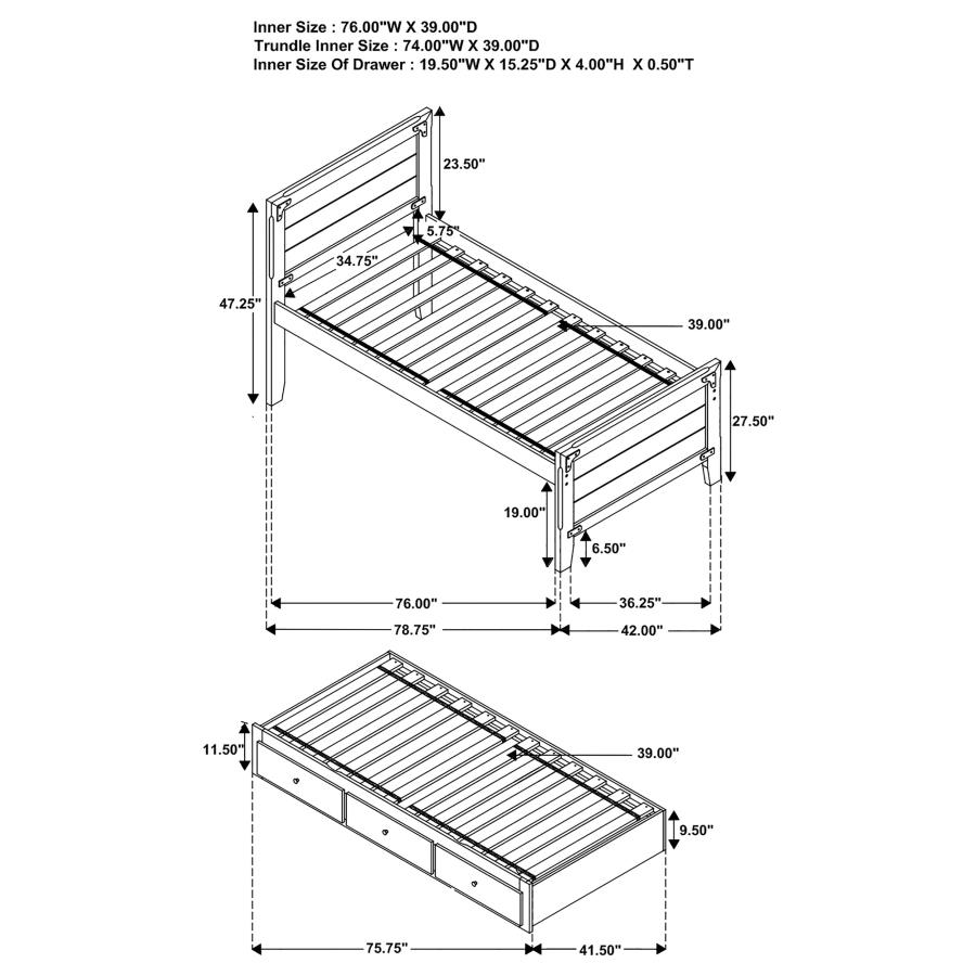 (image for) Granger Wood Twin Storage Captains Bed Rustic Honey