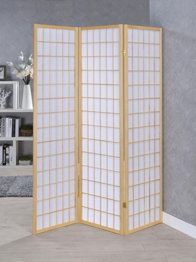 (image for) Carrie 3-Panel Room Divider Folding Shoji Screen Natural