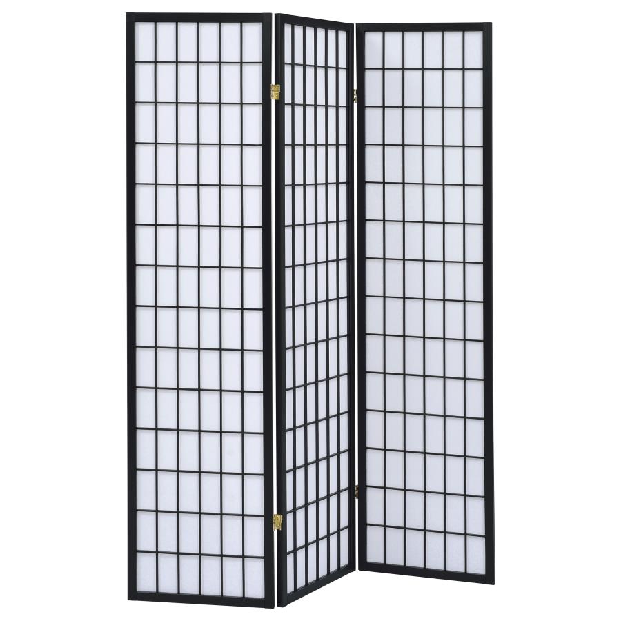 (image for) Carrie 3-Panel Room Divider Folding Shoji Screen Black - Click Image to Close