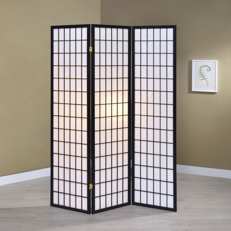 (image for) Carrie 3-Panel Room Divider Folding Shoji Screen Black