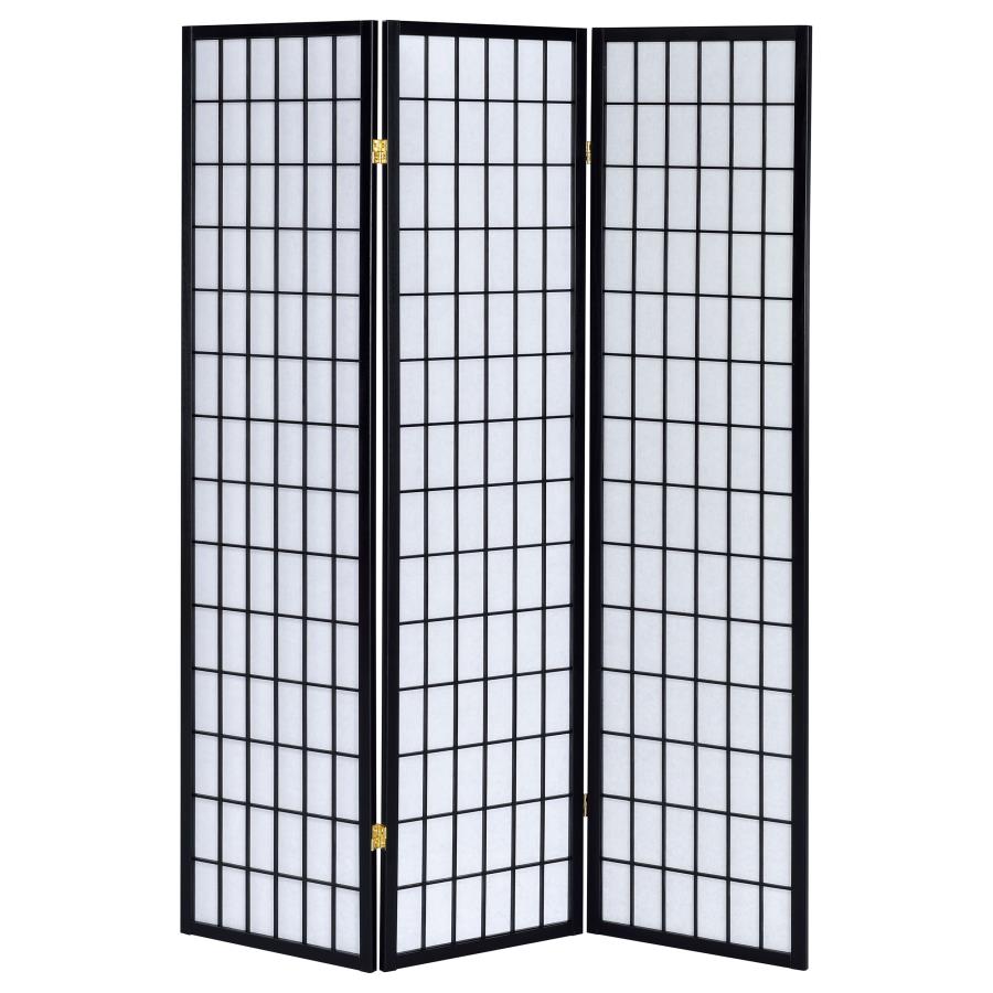 (image for) Carrie 3-Panel Room Divider Folding Shoji Screen Black