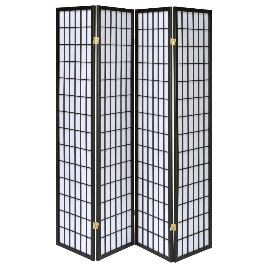 (image for) Roberto 4-Panel Room Divider Folding Shoji Screen Black