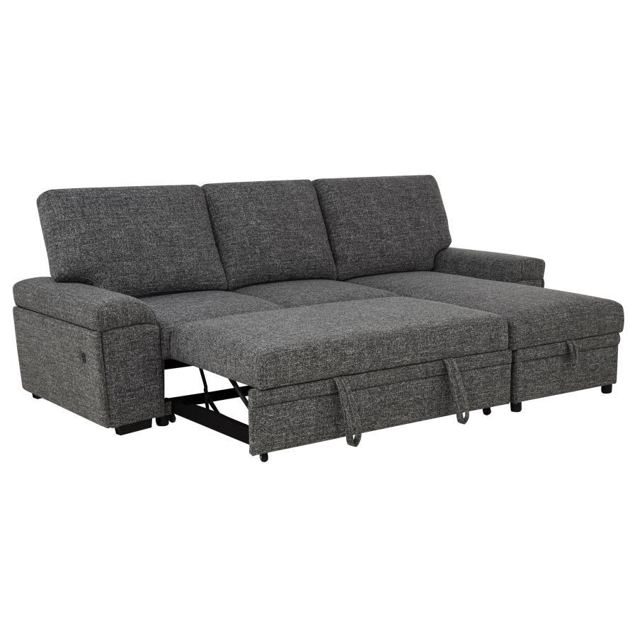 Demko Sleeper Sectional Sofa with Speaker and Storage Chaise Granite