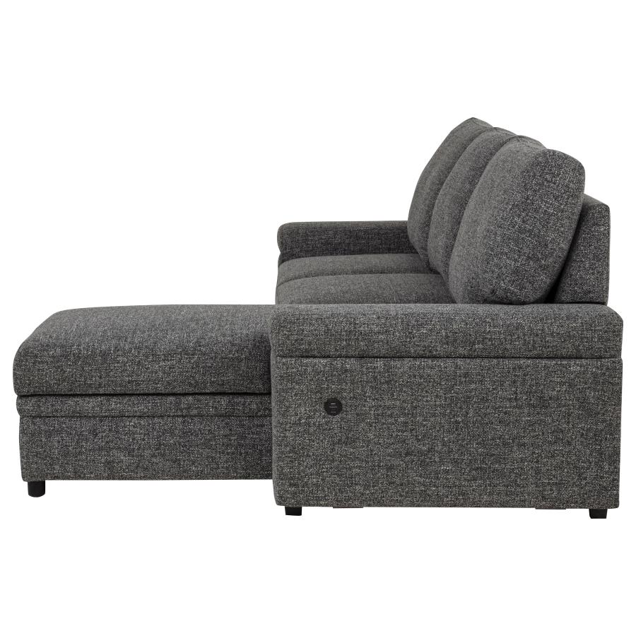 Demko Sleeper Sectional Sofa with Speaker and Storage Chaise Granite