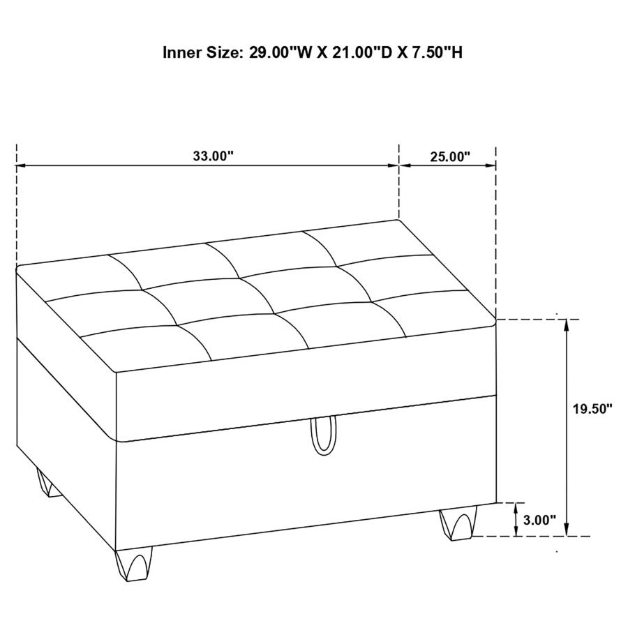 Stonenesse Rectangular Upholstered Storage Ottoman Grey