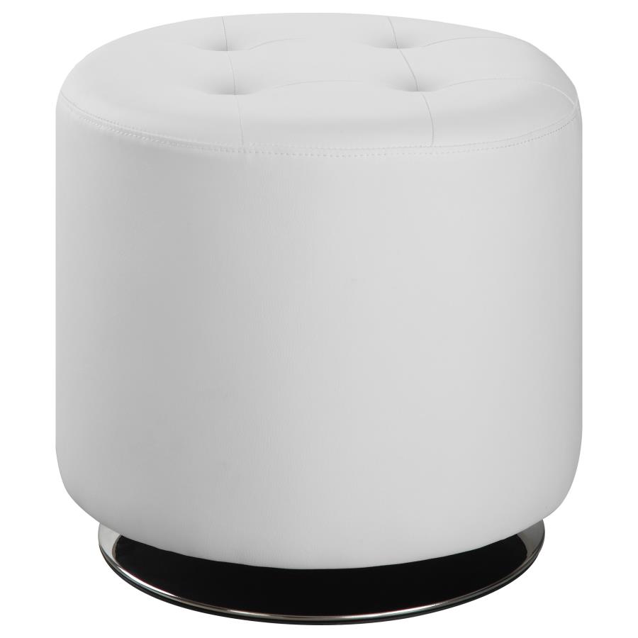 (image for) Bowman Round Upholstered Tufted Swivel Ottoman White