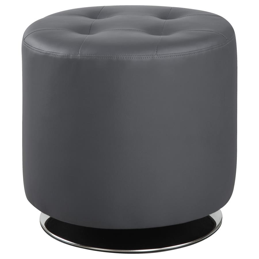 (image for) Bowman Round Upholstered Tufted Swivel Ottoman Grey - Click Image to Close