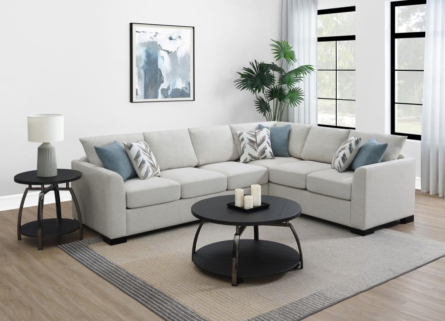 (image for) Ashford Chenille Upholstered Sleeper Sectional Sofa Greige