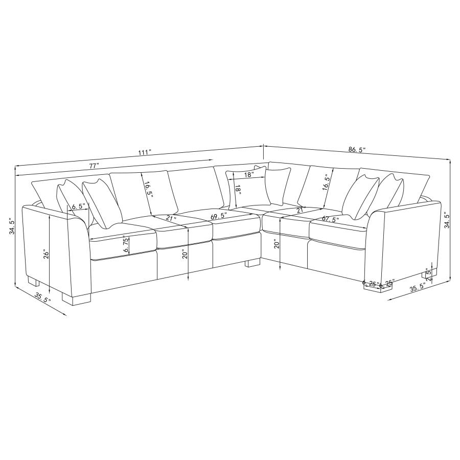 (image for) Ashford Chenille Upholstered Sleeper Sectional Sofa Greige