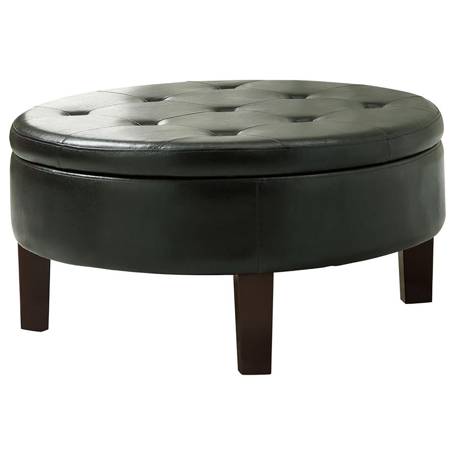 (image for) Reginald Round Tufted Upholstered Storage Ottoman Dark Brown