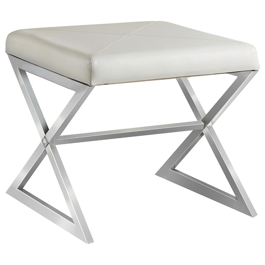 (image for) Rita X-cross Square Ottoman White and Chrome