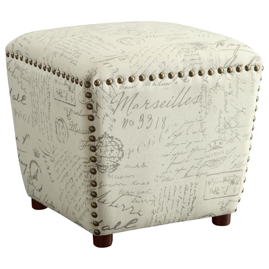 (image for) Lucy Square Upholstered Ottoman Off White