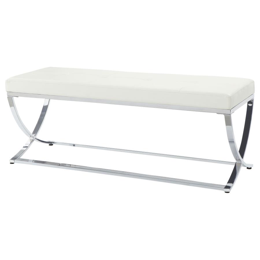 (image for) Walton Leatherette Upholstered Tufted Accent Bench White