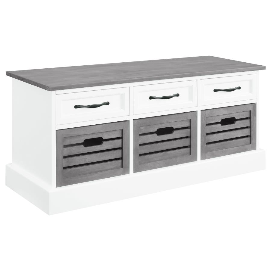 (image for) Alma 3-drawer Storage Bench White and Weathered Grey - Click Image to Close