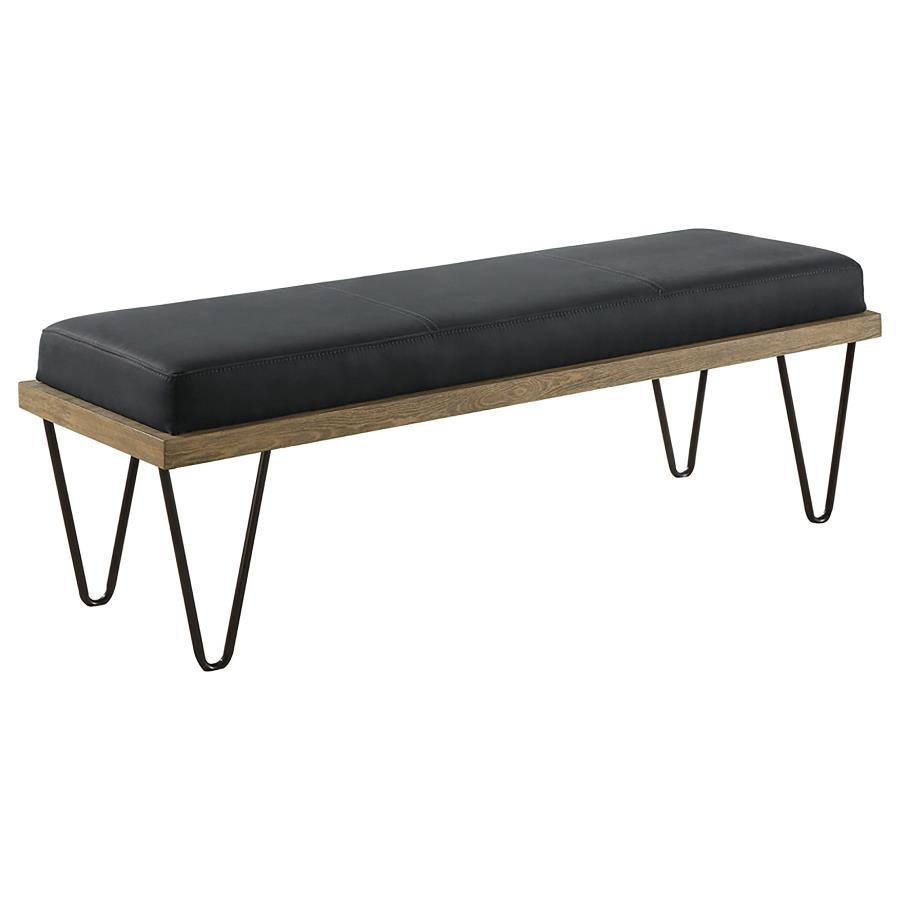 (image for) Chad Denim Upholstered Accent Bench Dark Blue - Click Image to Close