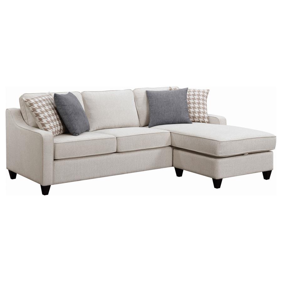 (image for) Mcloughlin Upholstered Sloped Arm Sectional Sofa Platinum