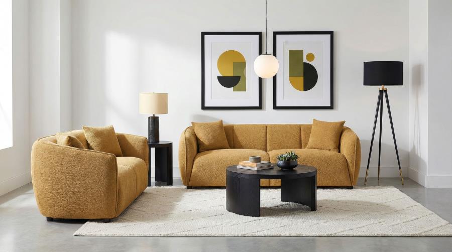 Aleisha 2-piece Chenille Upholstered Sofa Set Mustard Yellow