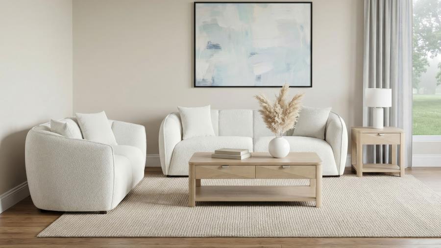 Aleisha 2-piece Chenille Upholstered Sofa Set Ivory
