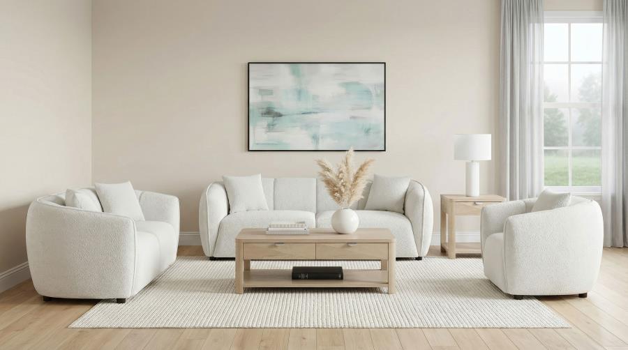 Aleisha 3-piece Chenille Upholstered Sofa Set Ivory