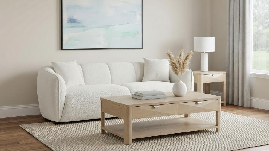 Aleisha Chenille Upholstered Sofa Ivory