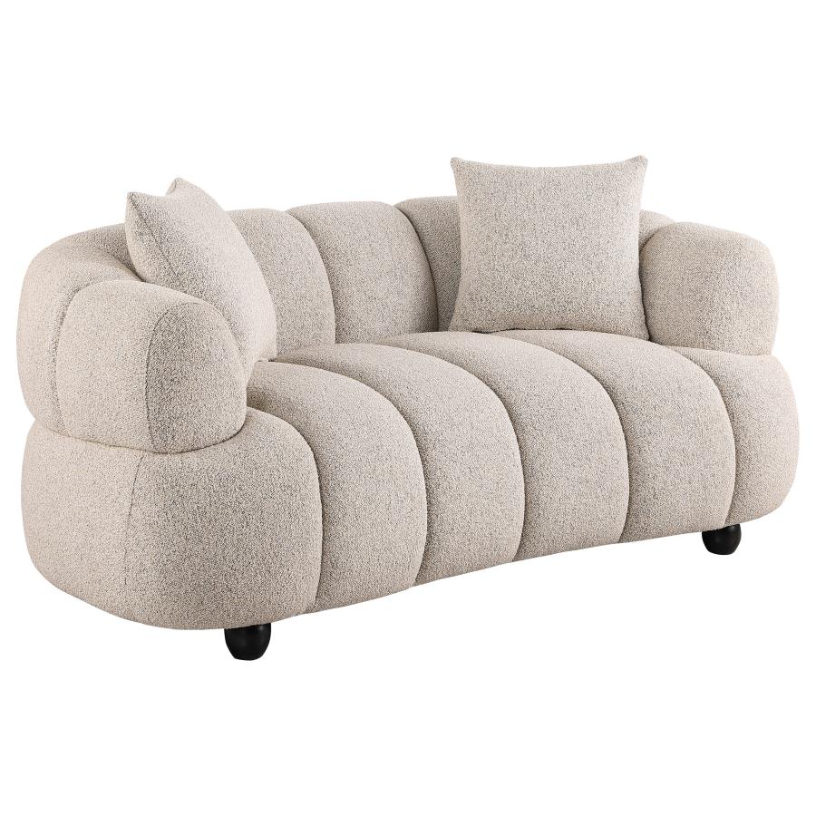 (image for) Whitney Contemporary Channel Tufted Woven Fabric Upholstered Loveseat