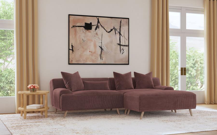Modal Additional Images for Elizabeth Corduroy Upholstered Extra Long Sofa Wine Red