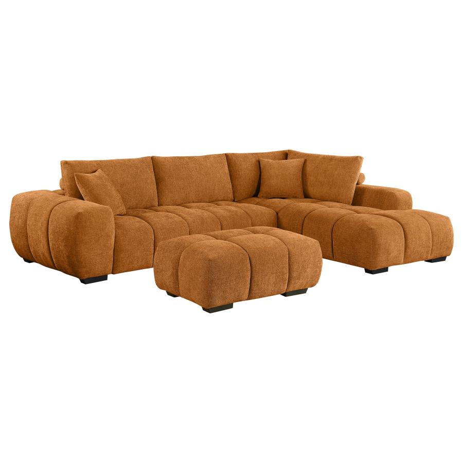 (image for) Camacho Upholstered Sectional Sofa with Ottoman Set Orange