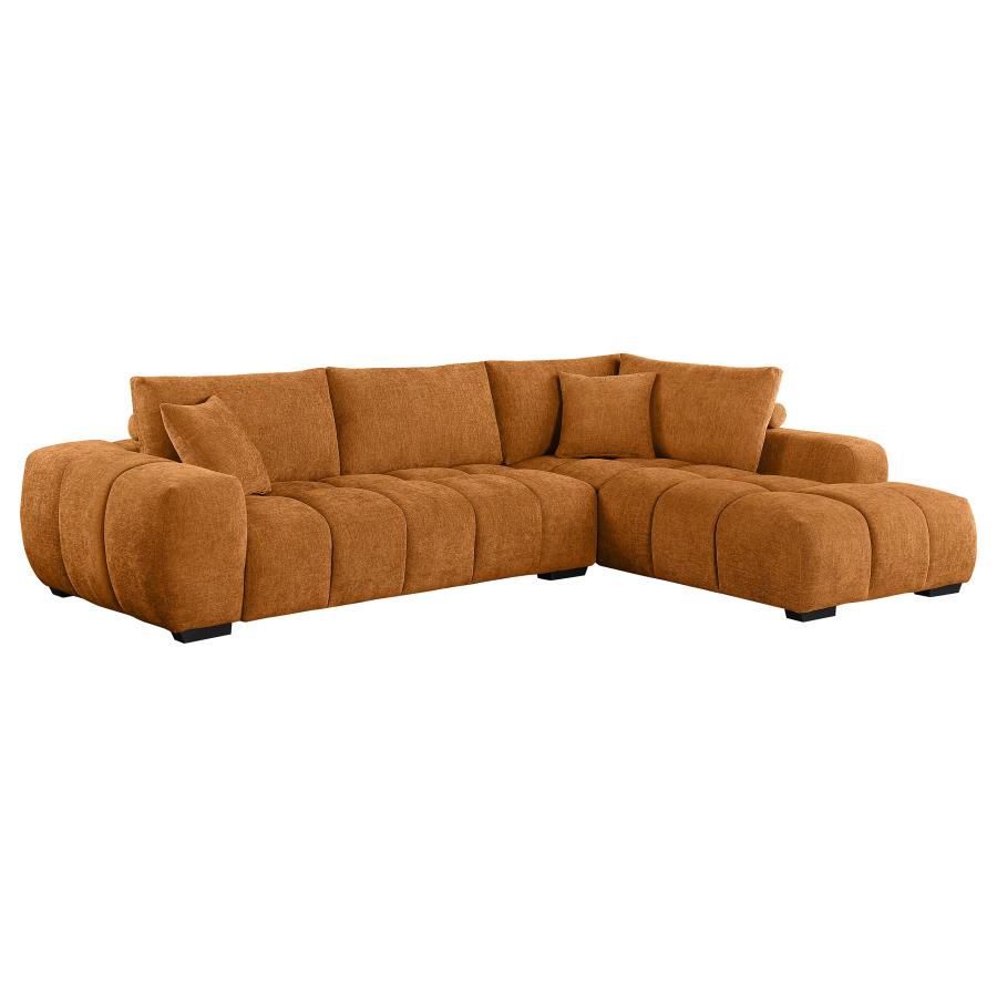 (image for) Camacho Upholstered Sectional Sofa with Ottoman Set Orange