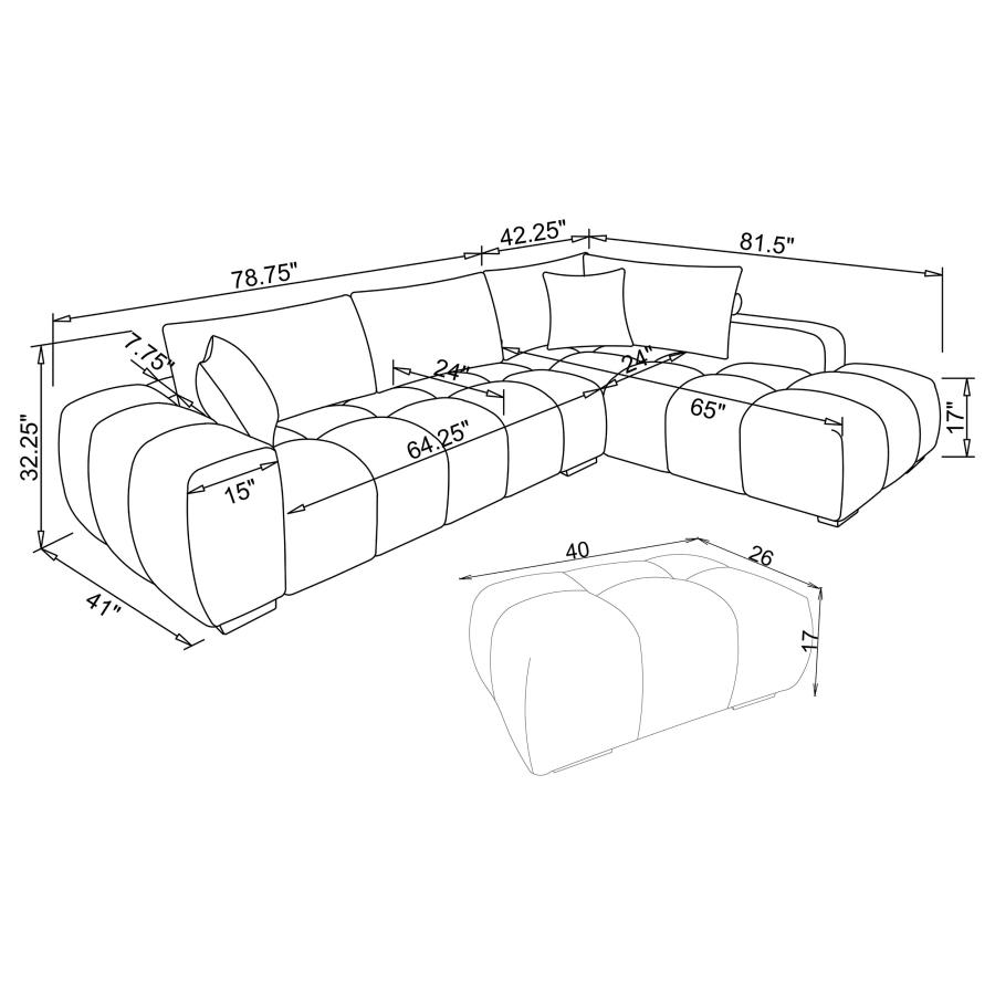 (image for) Camacho Upholstered Sectional Sofa with Ottoman Set Orange