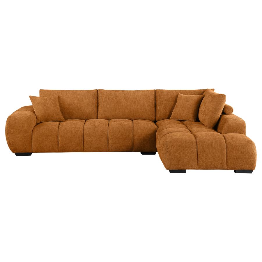 (image for) Camacho Upholstered Chaise Sectional Sofa Orange