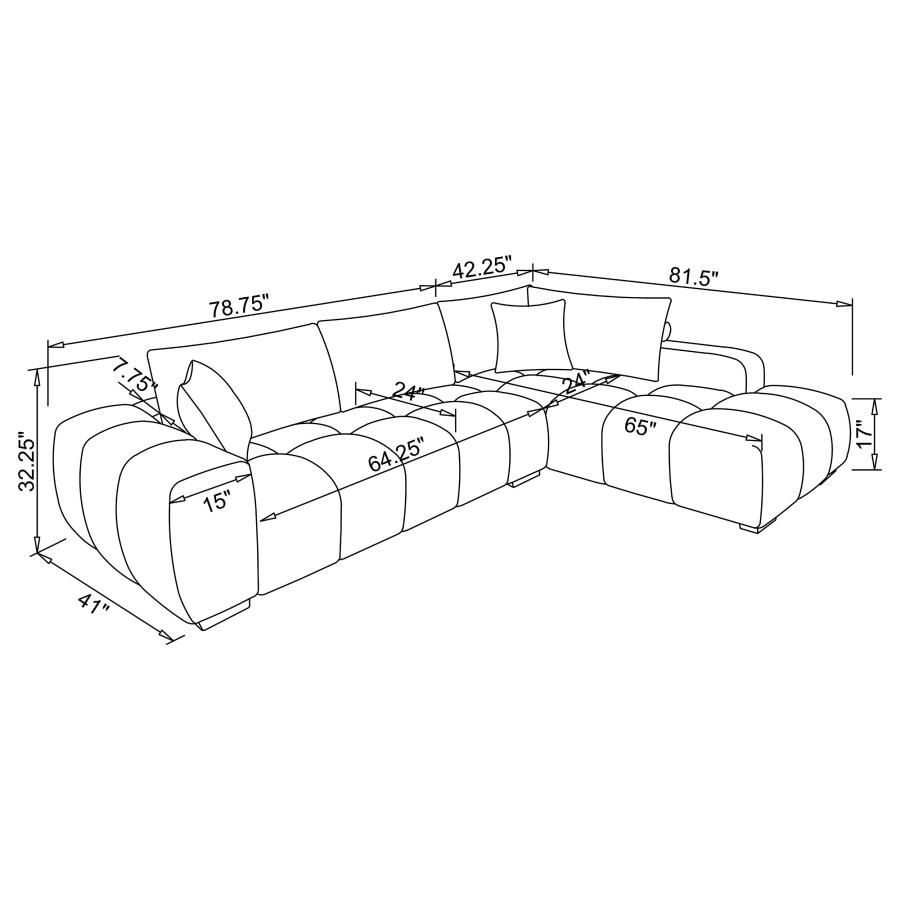 (image for) Camacho Upholstered Chaise Sectional Sofa Orange