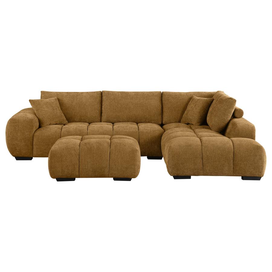 (image for) Camacho Upholstered Sectional Sofa with Ottoman Set Amber