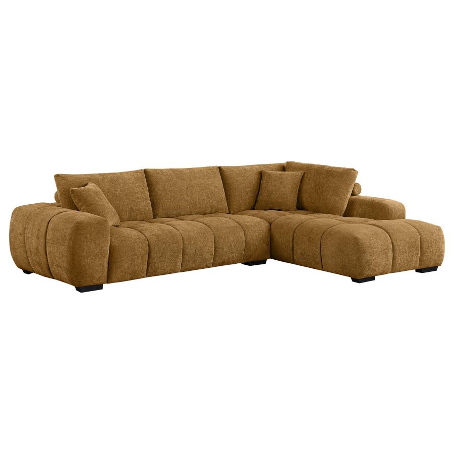 (image for) Camacho Upholstered Sectional Sofa with Ottoman Set Amber